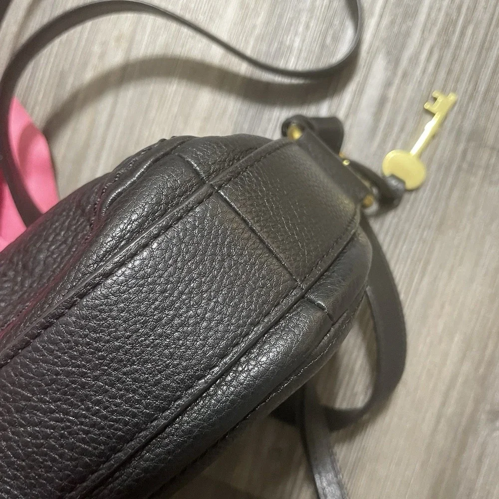 FOSSIL Elle Cheetah Camera‎ Crossbody Bag Cowhide Calf Hair Leather Monogram